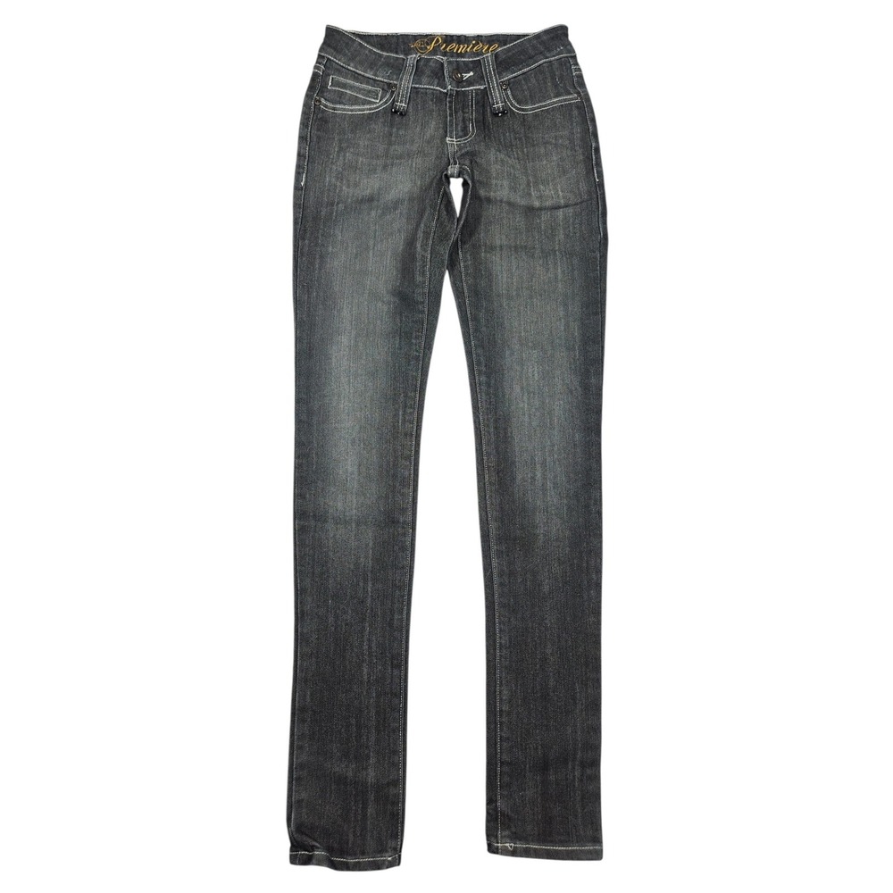 VTG Rue21 Premiere Denim Skinny Jeans Studded Cross Dark Wash Sz 1/2